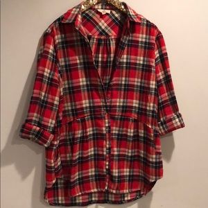 entro peplum plaid button down